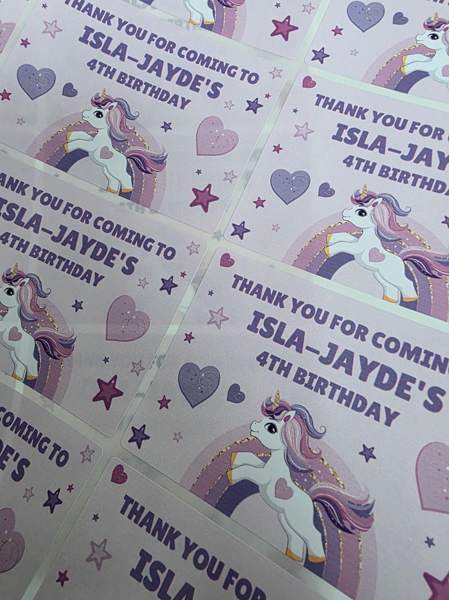 Rectangle Stickers | Unicorn Party Stickers | Party Bag Stickers - Dinky Designs