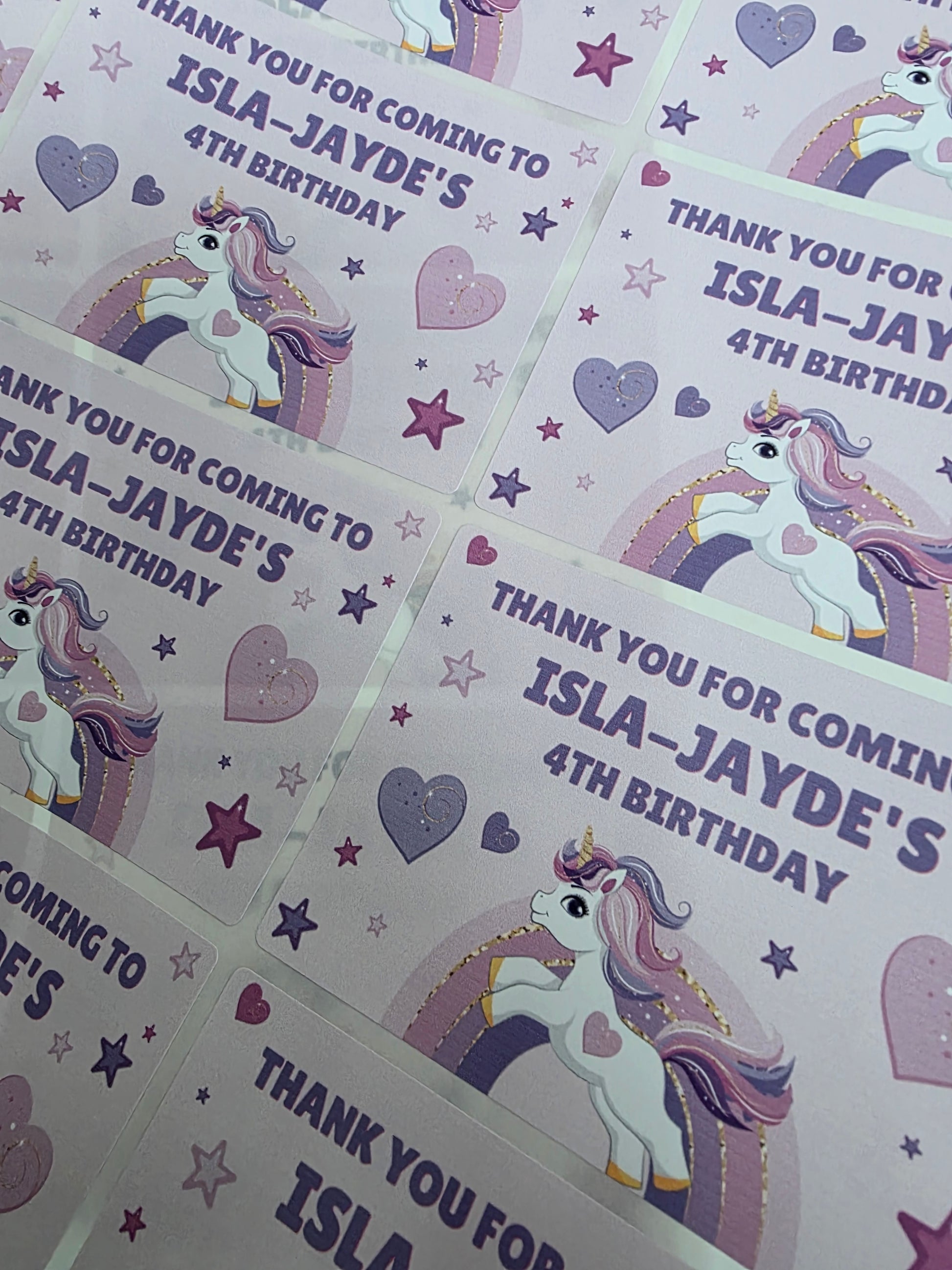Rectangle Stickers | Unicorn Party Stickers | Party Bag Stickers - Dinky Designs