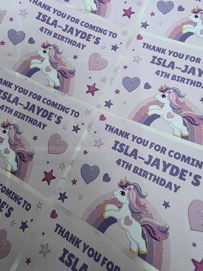 Rectangle Stickers | Unicorn Party Stickers | Party Bag Stickers - Dinky Designs