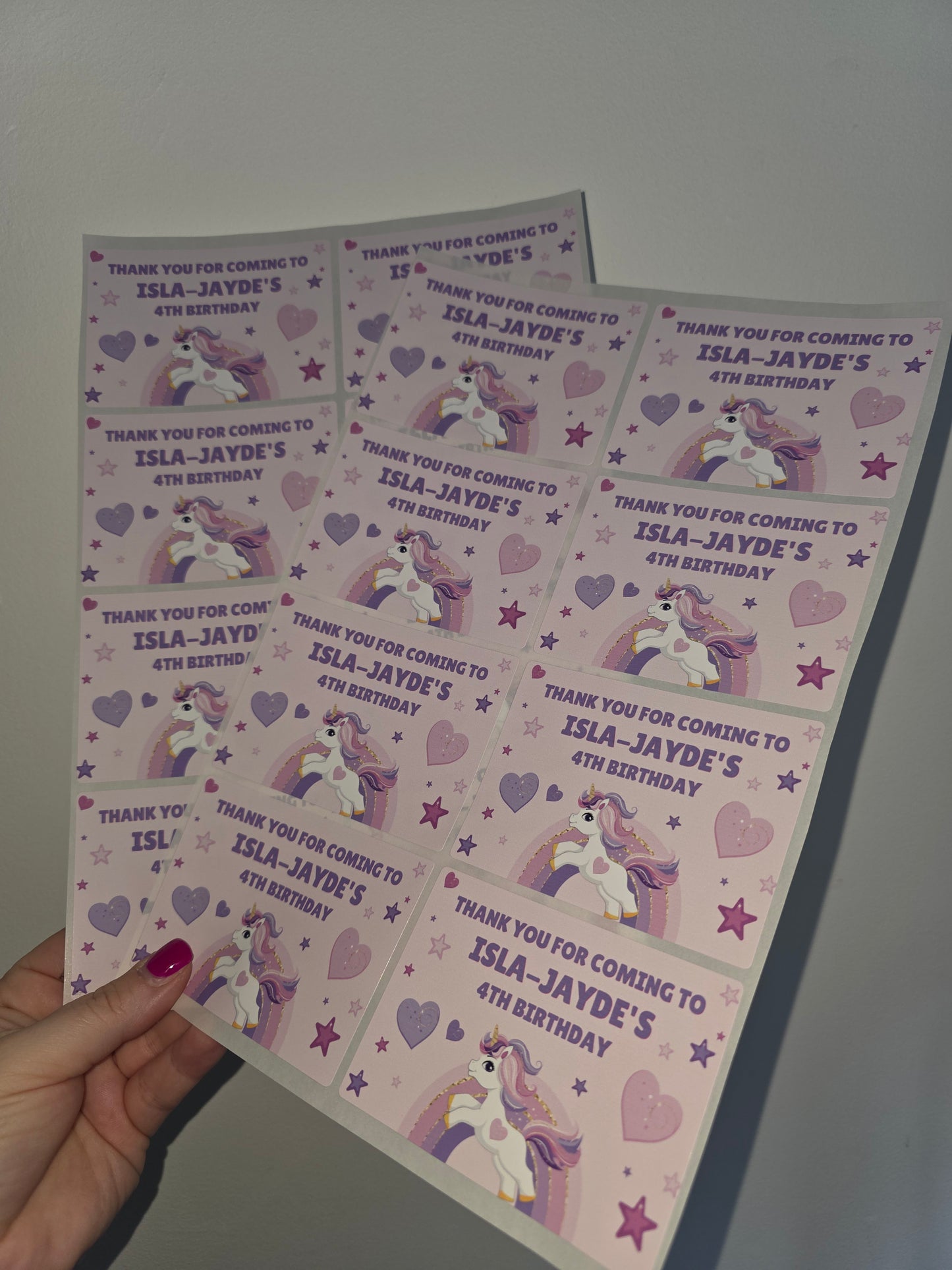 Rectangle Stickers | Unicorn Party Stickers | Party Bag Stickers - Dinky Designs