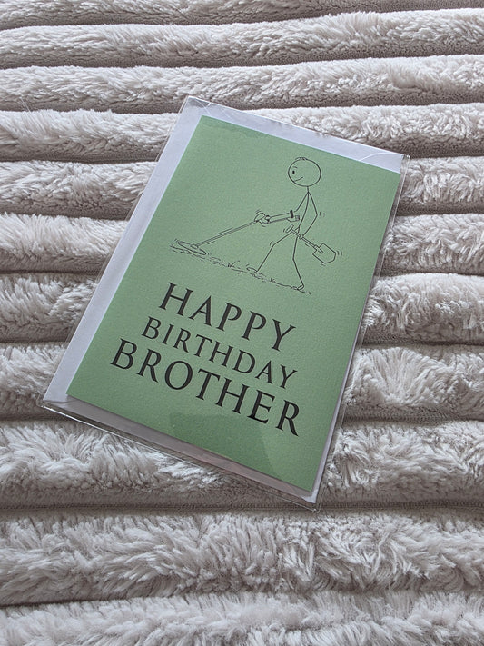 SALE - Metal Detecting Happy Birthday Brother Card - Dinky Designs