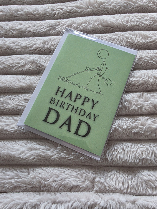 SALE - Metal Detecting Happy Birthday Dad Card - Dinky Designs