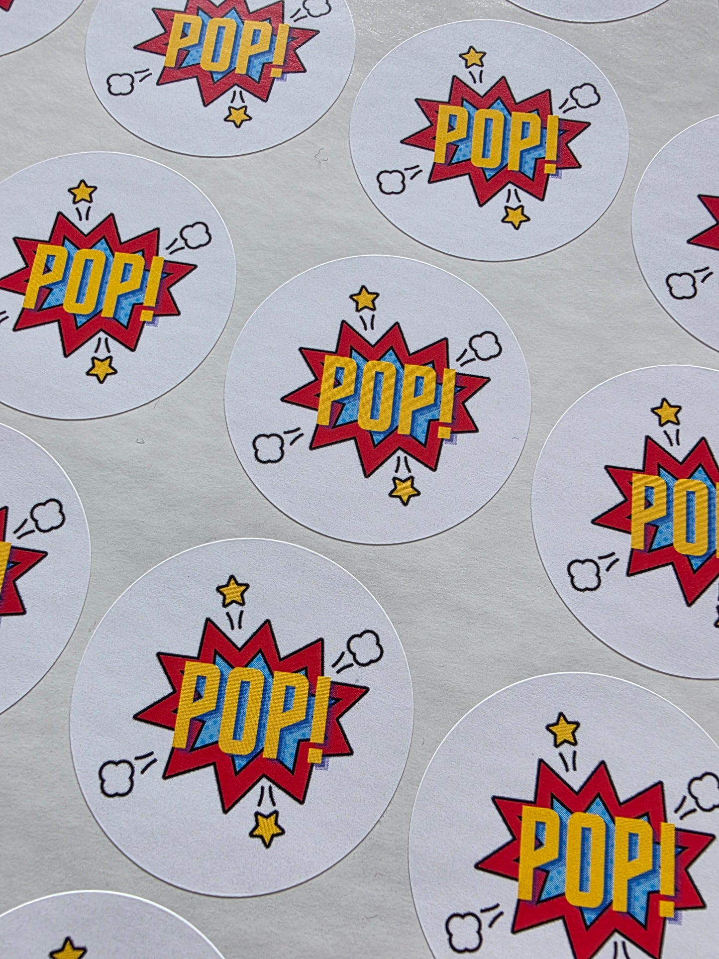 SALE - 35mm POP Superhero Stickers | Popcorn Stickers | Party Stickers - Dinky Designs