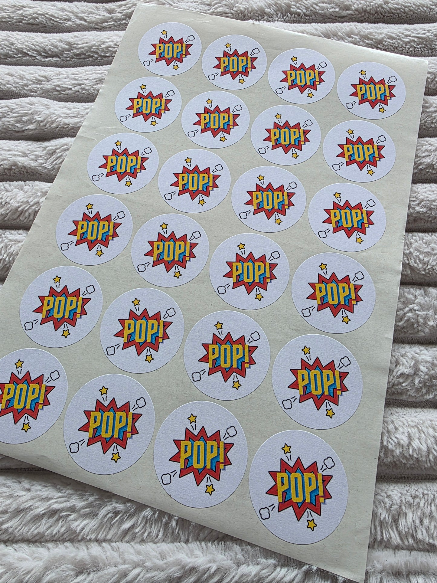SALE - 45mm POP Superhero Stickers | Popcorn Stickers | Party Stickers - Dinky Designs