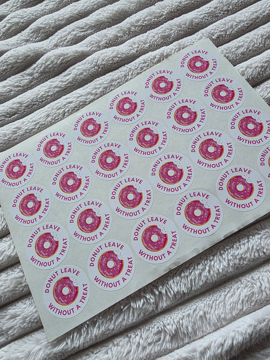 SALE - 45mm Donut Leave Without A Treat Stickers | Donut Stickers | Party Stickers - Dinky Designs