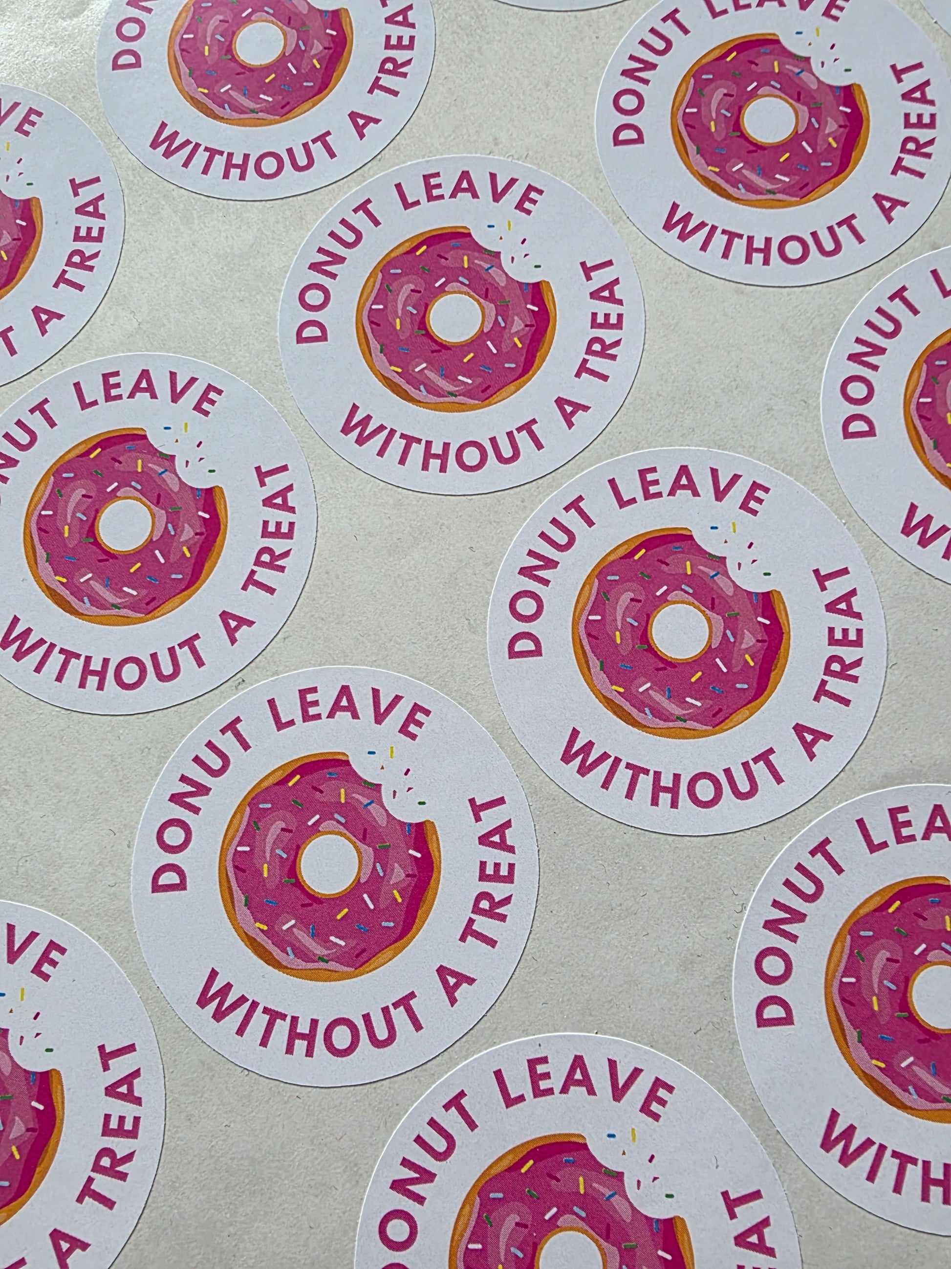 SALE - 45mm Donut Leave Without A Treat Stickers | Donut Stickers | Party Stickers - Dinky Designs
