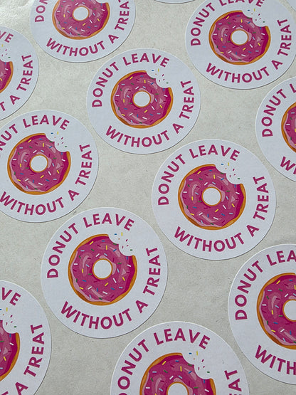 SALE - 45mm Donut Leave Without A Treat Stickers | Donut Stickers | Party Stickers - Dinky Designs