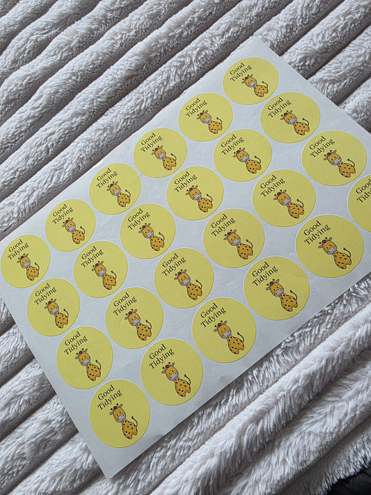 SALE - 45mm Good Tidying Stickers | Teacher, Home Stickers | Giraffe Reward Stickers - Dinky Designs