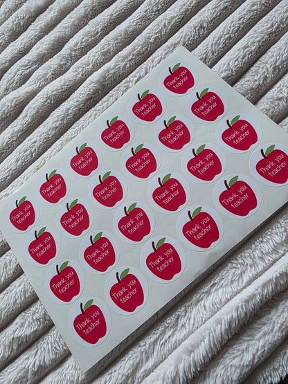 SALE - 45mm Thank You Teacher Stickers | Apple Stickers | Teacher Gift Stickers - Dinky Designs