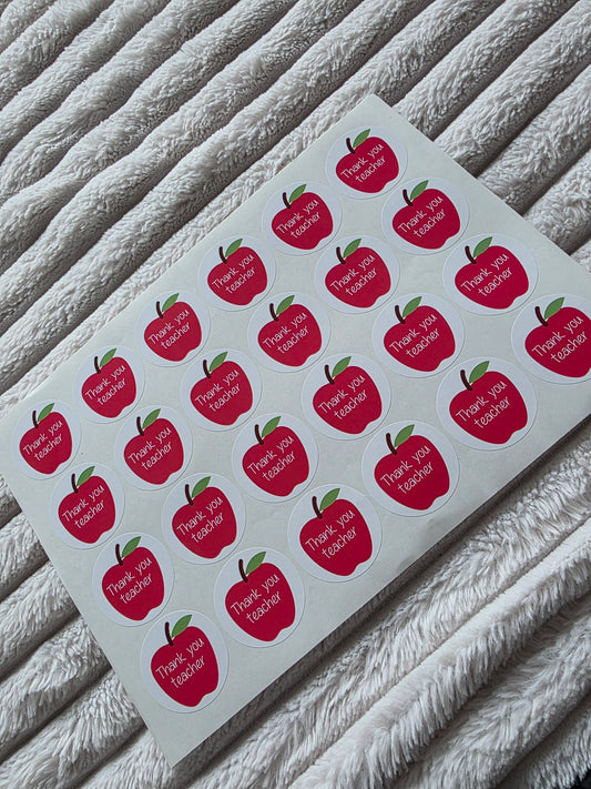SALE - 45mm Thank You Teacher Stickers | Apple Stickers | Teacher Gift Stickers - Dinky Designs