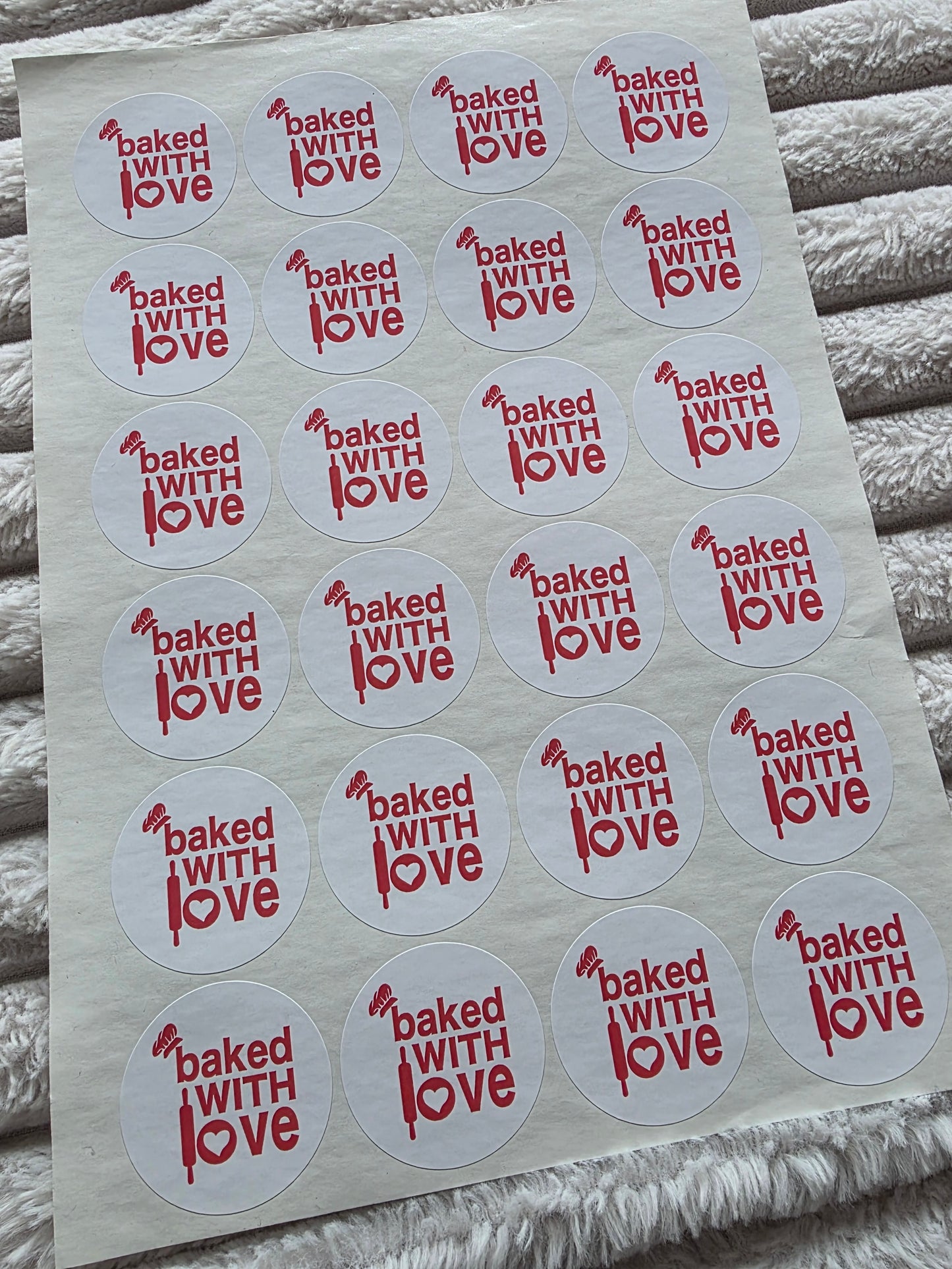 SALE - 45mm Baked With Love Stickers | Packaging Stickers | Baking Stickers - Dinky Designs