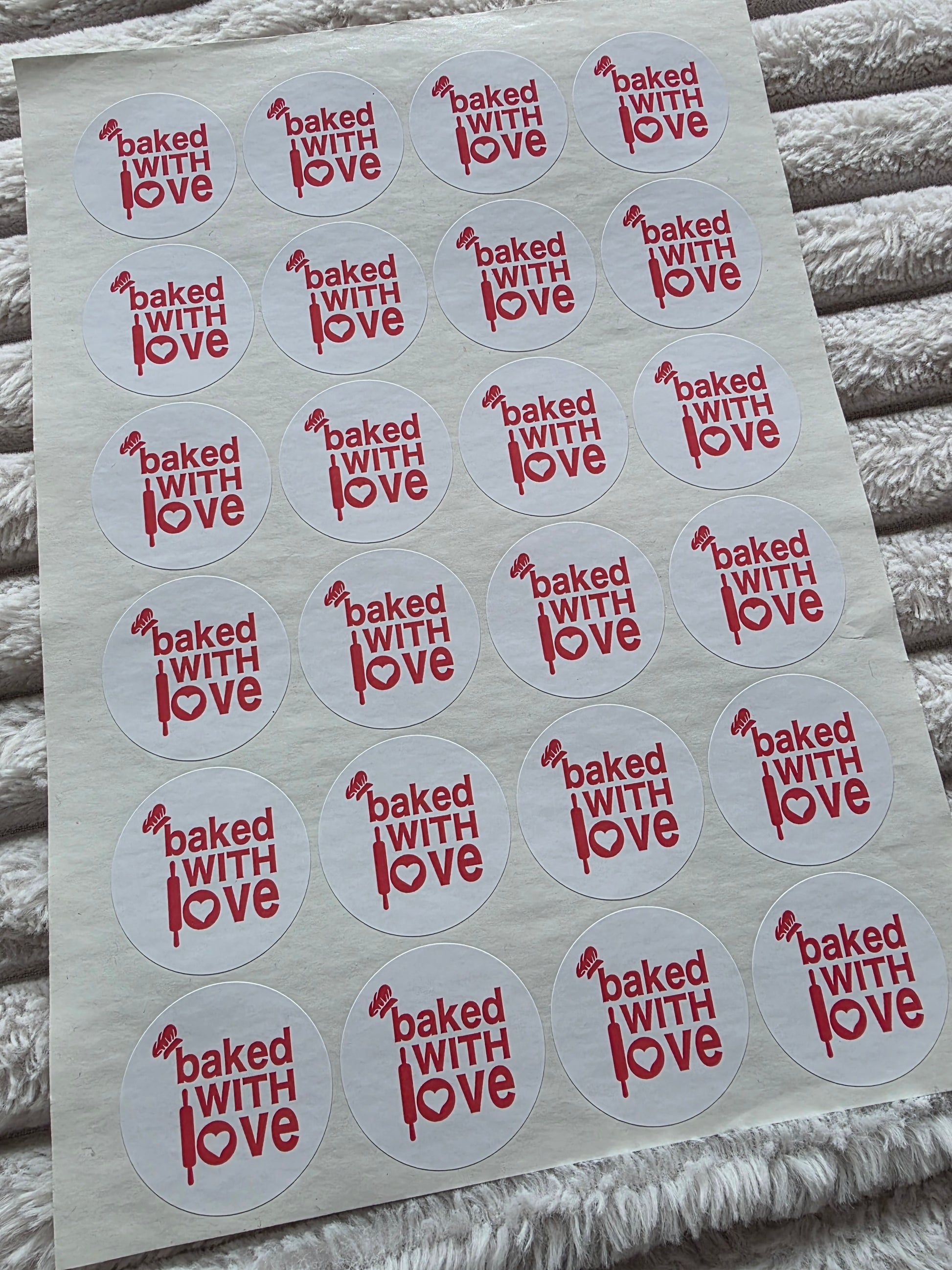 SALE - 45mm Baked With Love Stickers | Packaging Stickers | Baking Stickers - Dinky Designs