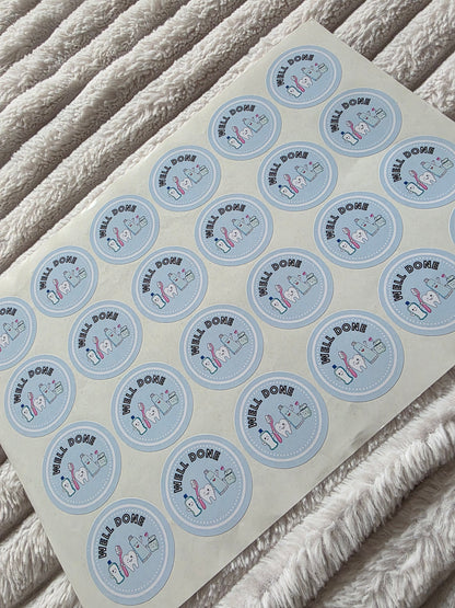SALE - 45mm Well Done Stickers | Dentist Stickers | Kids Teeth Stickers - Dinky Designs