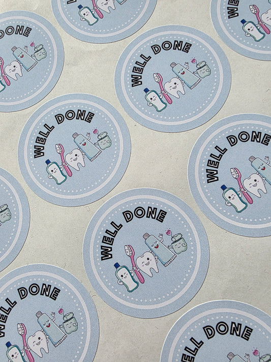 SALE - 45mm Well Done Stickers | Dentist Stickers | Kids Teeth Stickers - Dinky Designs