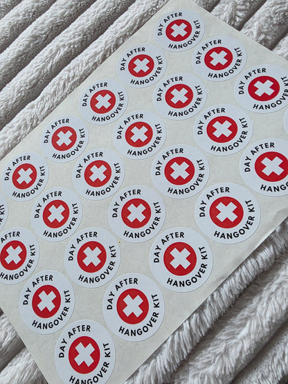 SALE - 45mm Day After Hangover Kit Stickers | Hen Party Stickers | Party Stickers - Dinky Designs