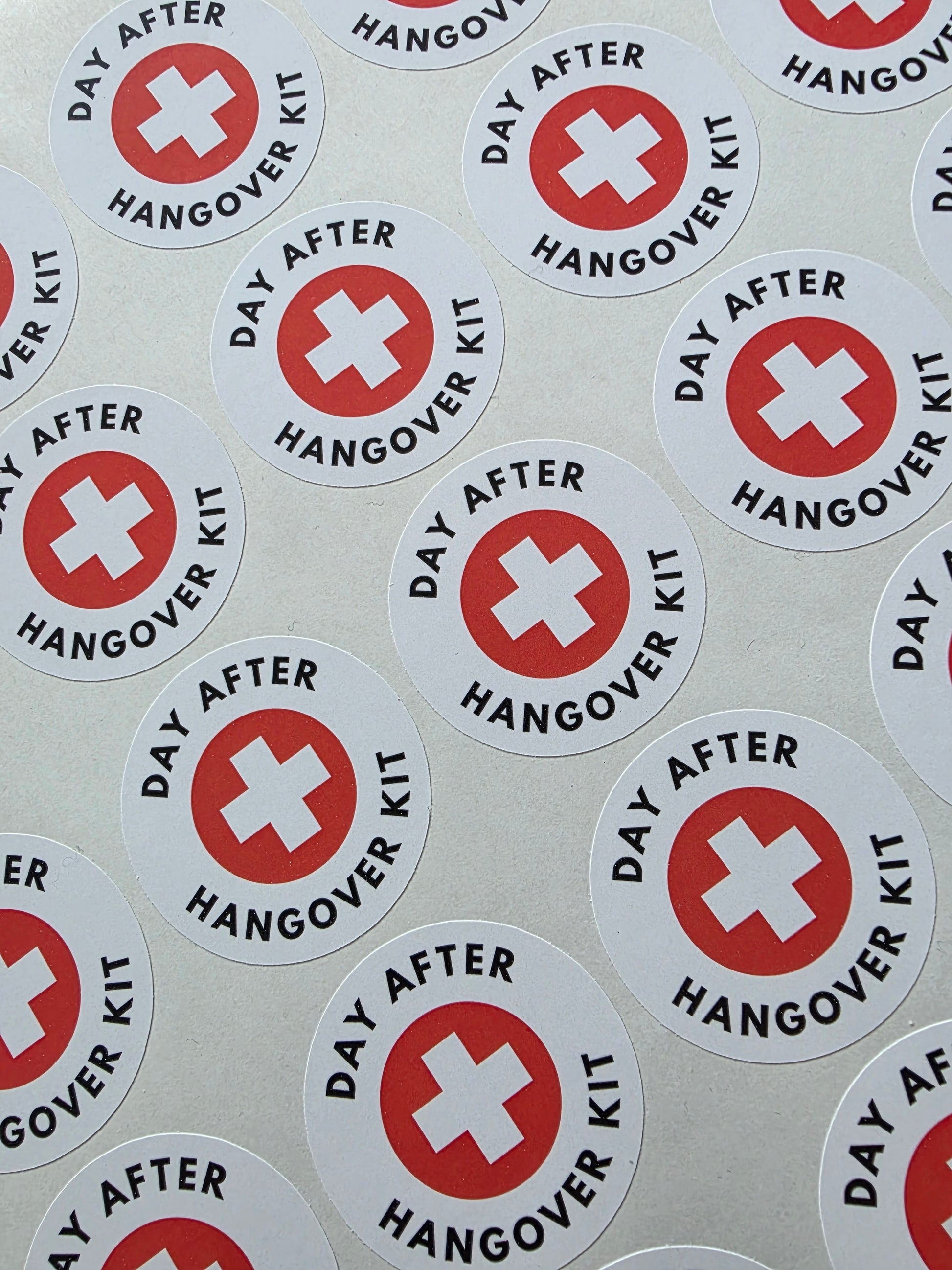 SALE - 35mm Day After Hangover Kit Stickers | Hen Party Stickers | Party Stickers - Dinky Designs