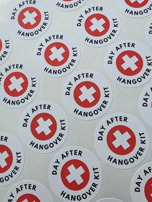 SALE - 35mm Day After Hangover Kit Stickers | Hen Party Stickers | Party Stickers - Dinky Designs