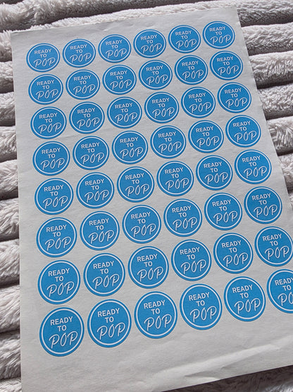 SALE - Blue Ready To Pop Stickers | 30MM | Baby Shower Party Stickers | Popcorn Stickers | Baby Shower Stickers - Dinky Designs