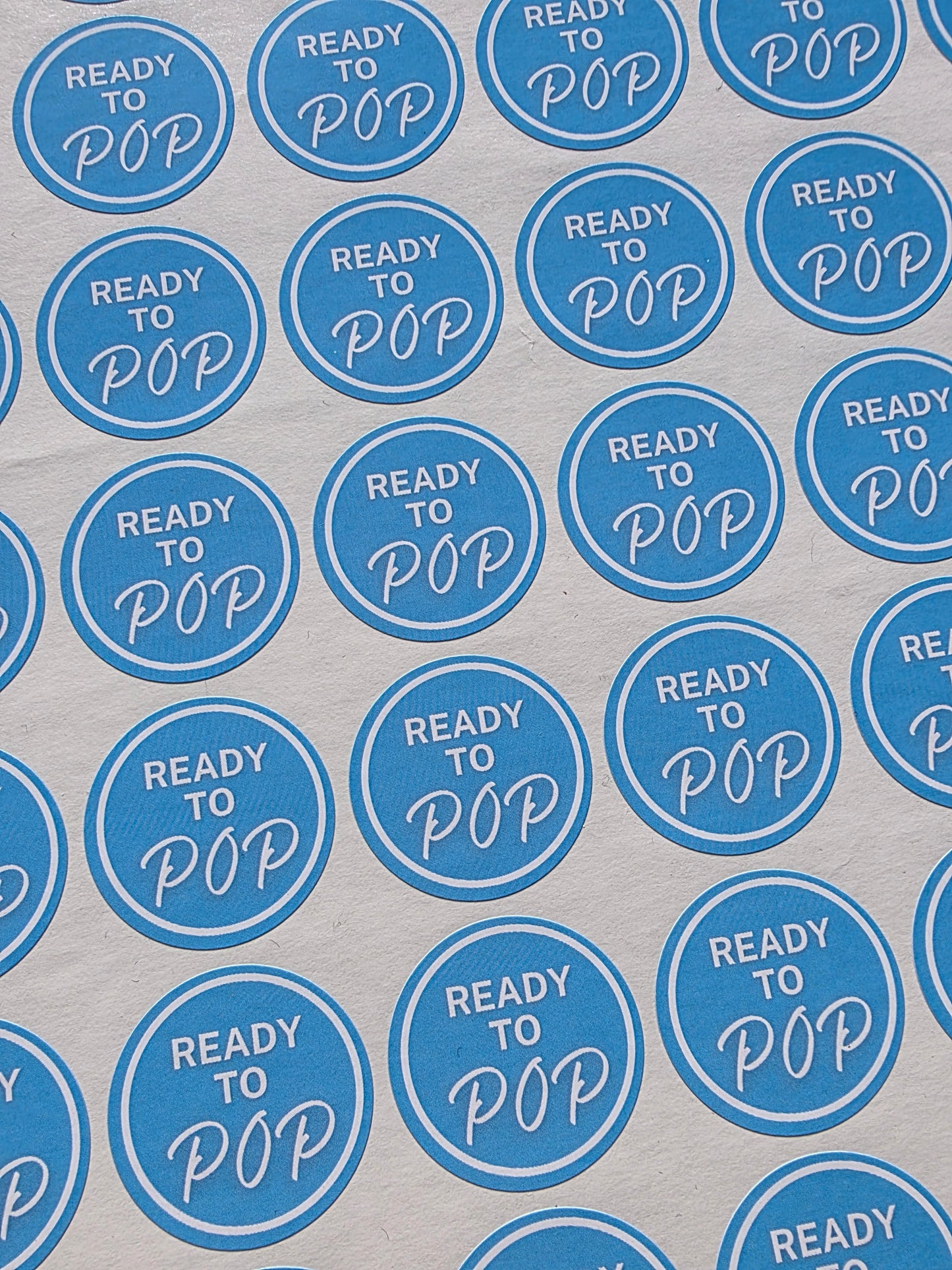 SALE - Blue Ready To Pop Stickers | 30MM | Baby Shower Party Stickers | Popcorn Stickers | Baby Shower Stickers - Dinky Designs