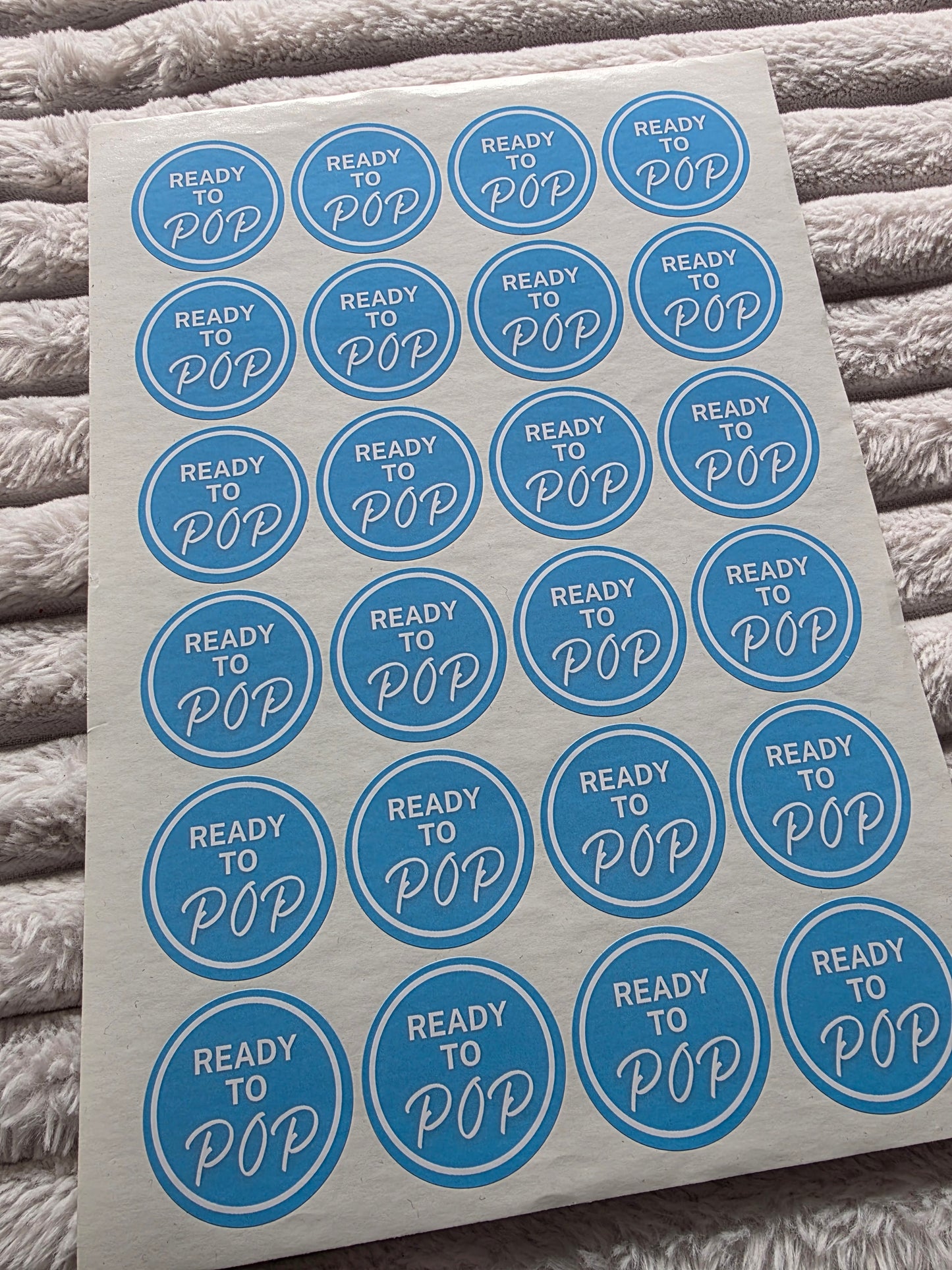 SALE - Blue Ready To Pop Stickers | 45MM | Baby Shower Party Stickers | Popcorn Stickers | Baby Shower Stickers - Dinky Designs