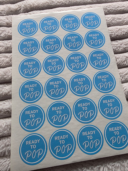 SALE - Blue Ready To Pop Stickers | 45MM | Baby Shower Party Stickers | Popcorn Stickers | Baby Shower Stickers - Dinky Designs