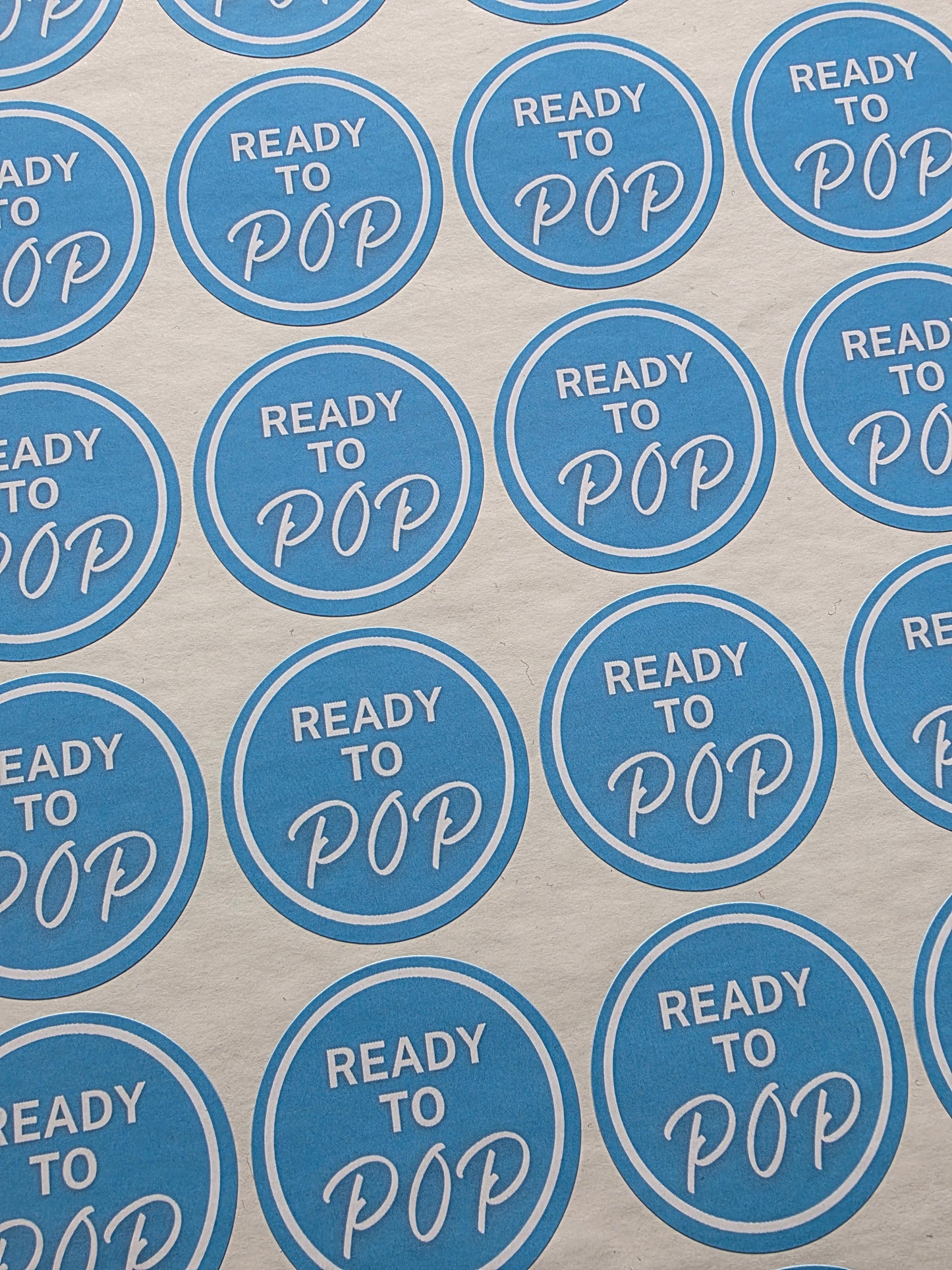 SALE - Blue Ready To Pop Stickers | 45MM | Baby Shower Party Stickers | Popcorn Stickers | Baby Shower Stickers - Dinky Designs