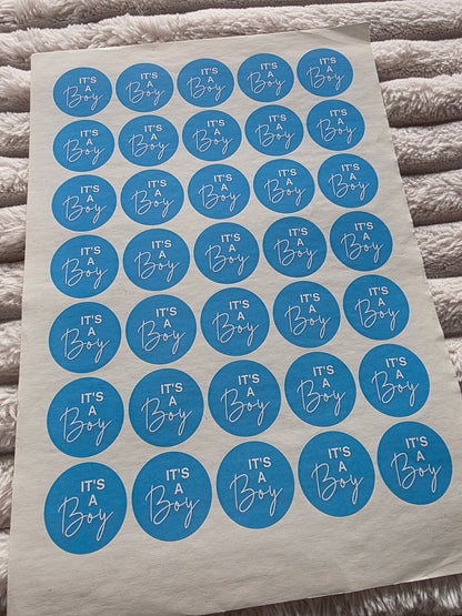 SALE - It's A Boy Stickers | 35MM | Baby Shower Party Stickers | Baby Boy Stickers - Dinky Designs