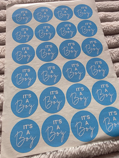 SALE - It's A Boy Stickers | 45MM | Baby Shower Party Stickers | Baby Boy Stickers - Dinky Designs