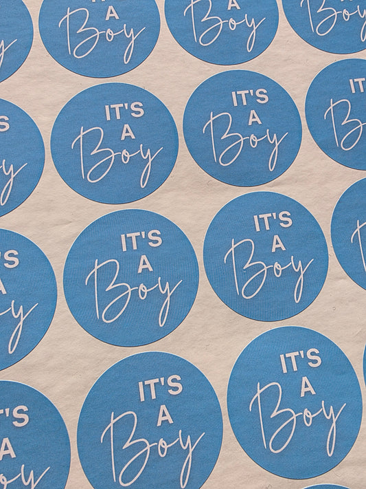 SALE - It's A Boy Stickers | 45MM | Baby Shower Party Stickers | Baby Boy Stickers - Dinky Designs