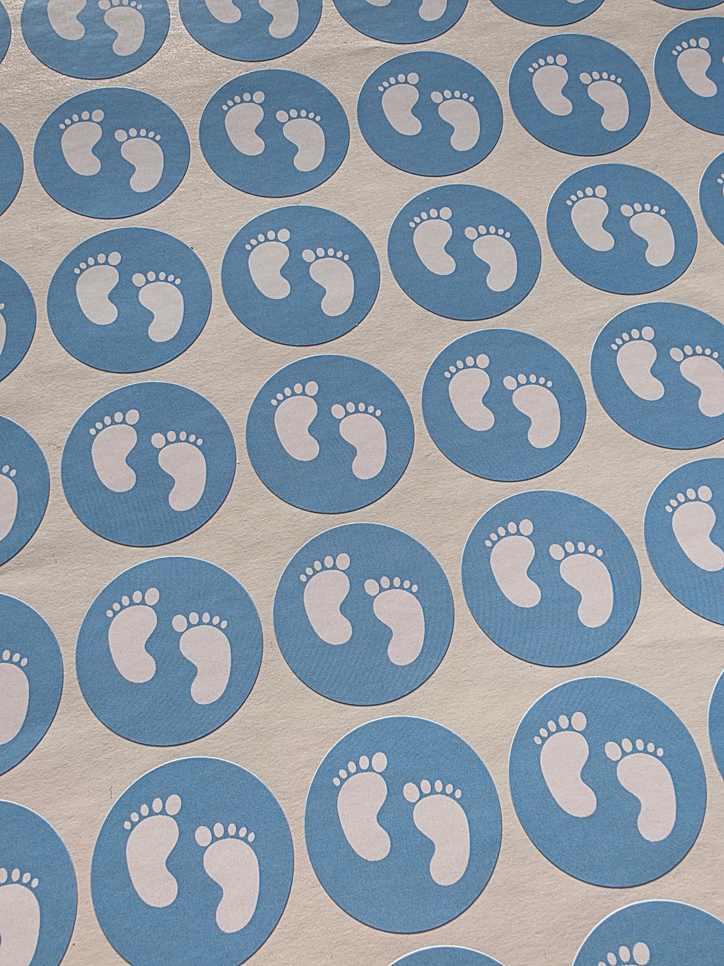 SALE - Blue Baby Footprint Stickers | 30MM | Baby Shower Party Stickers | Baby Shower Stickers - Dinky Designs