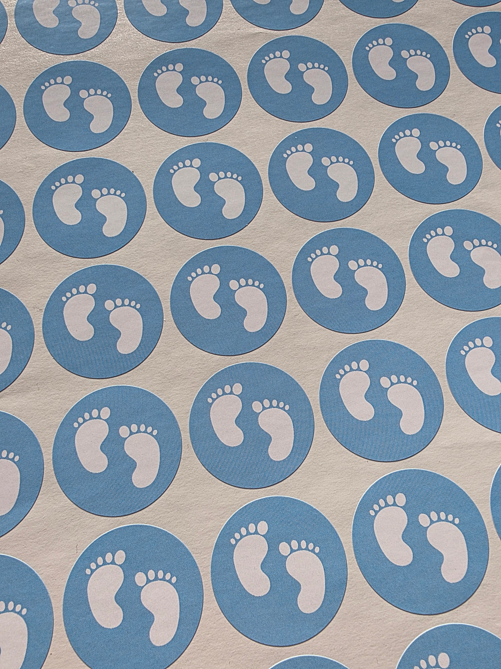 SALE - Blue Baby Footprint Stickers | 30MM | Baby Shower Party Stickers | Baby Shower Stickers - Dinky Designs