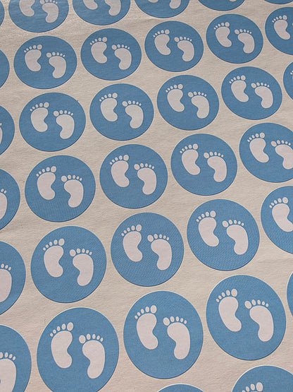 SALE - Blue Baby Footprint Stickers | 30MM | Baby Shower Party Stickers | Baby Shower Stickers - Dinky Designs
