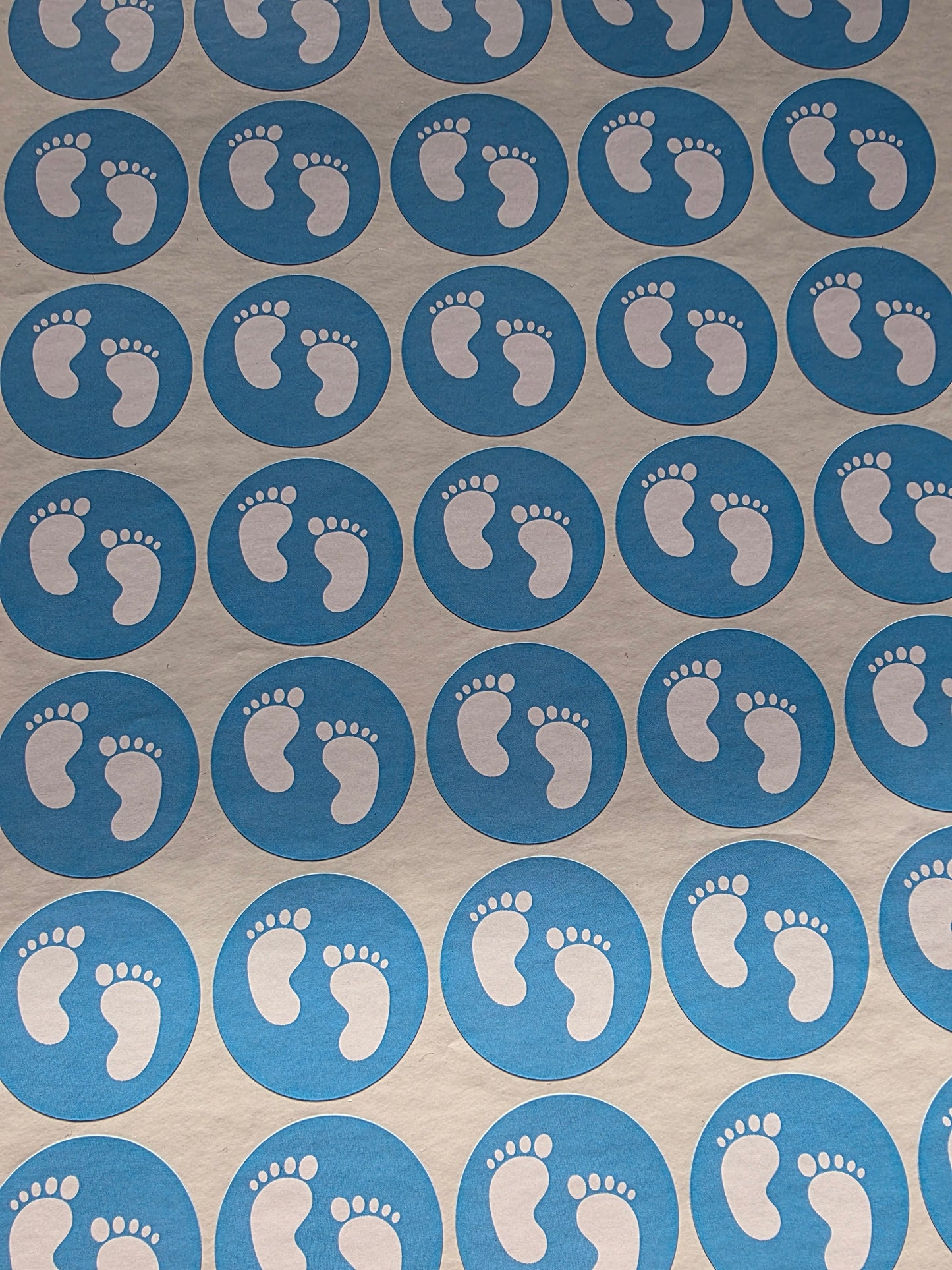 SALE - Blue Baby Footprint Stickers | 35MM | Baby Shower Party Stickers | Baby Shower Stickers - Dinky Designs