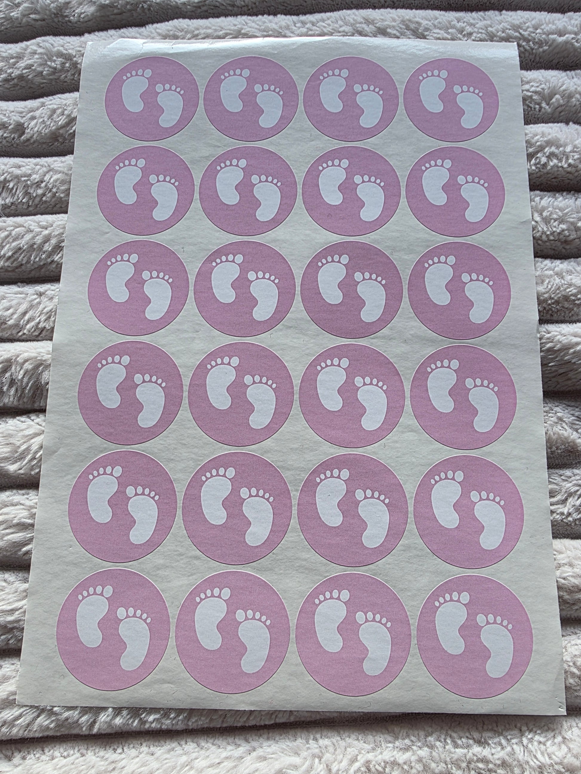 SALE - Pink Baby Footprint Stickers | 45MM | Baby Shower Party Stickers | Baby Shower Stickers - Dinky Designs