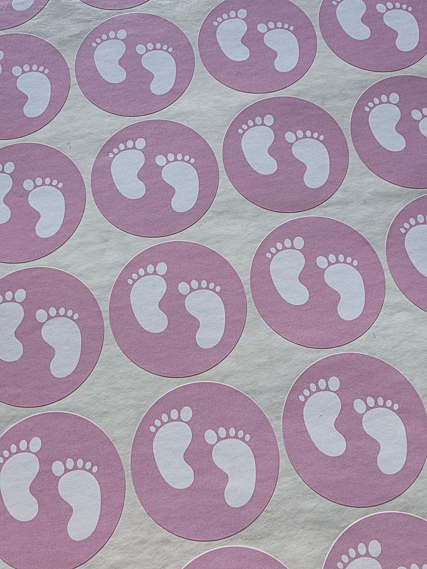 SALE - Pink Baby Footprint Stickers | 45MM | Baby Shower Party Stickers | Baby Shower Stickers - Dinky Designs
