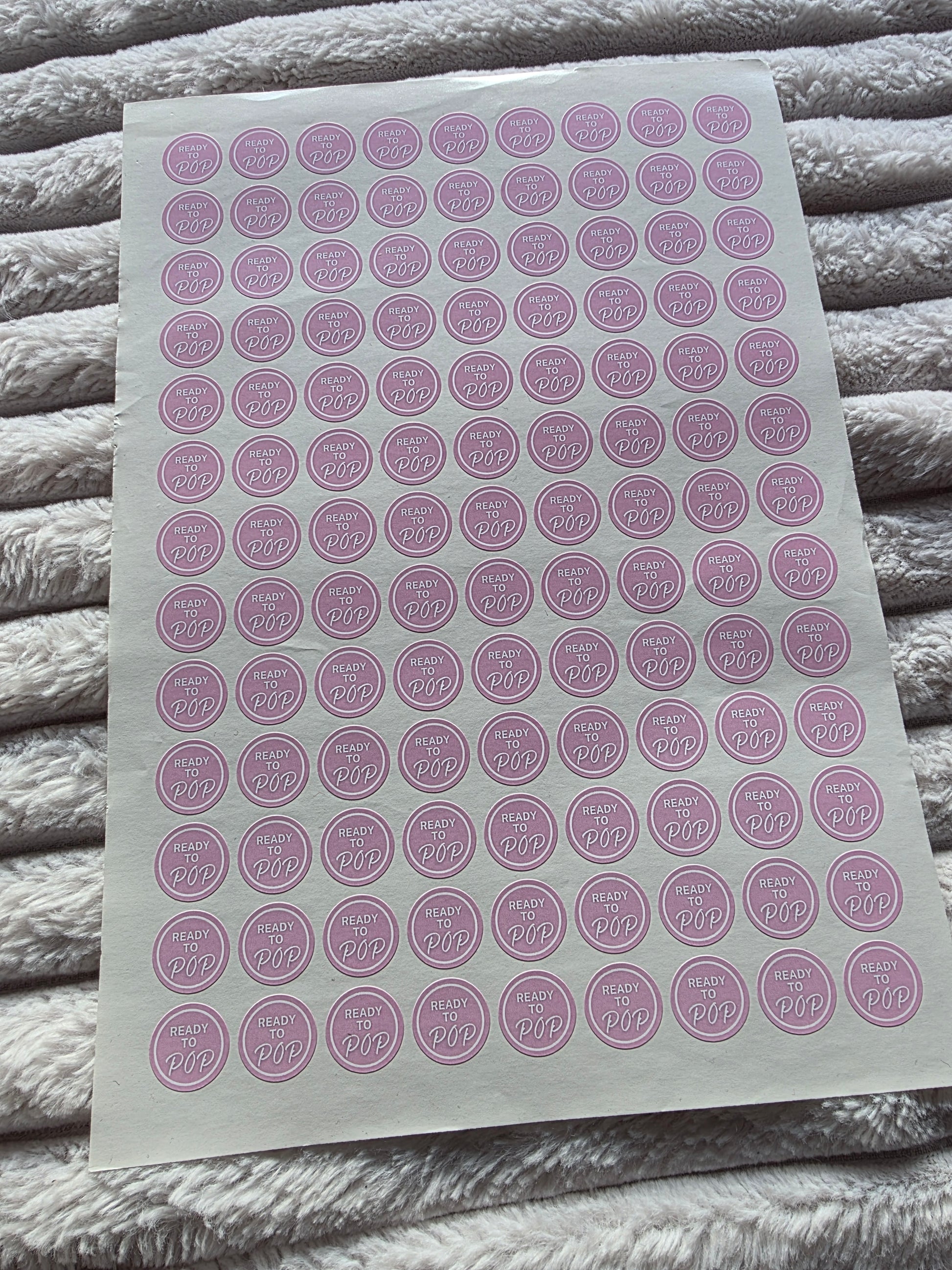 SALE - Pink Ready To Pop Stickers | 19MM OR 25MM | Baby Shower Party Stickers | Popcorn Stickers | Baby Shower Stickers - Dinky Designs