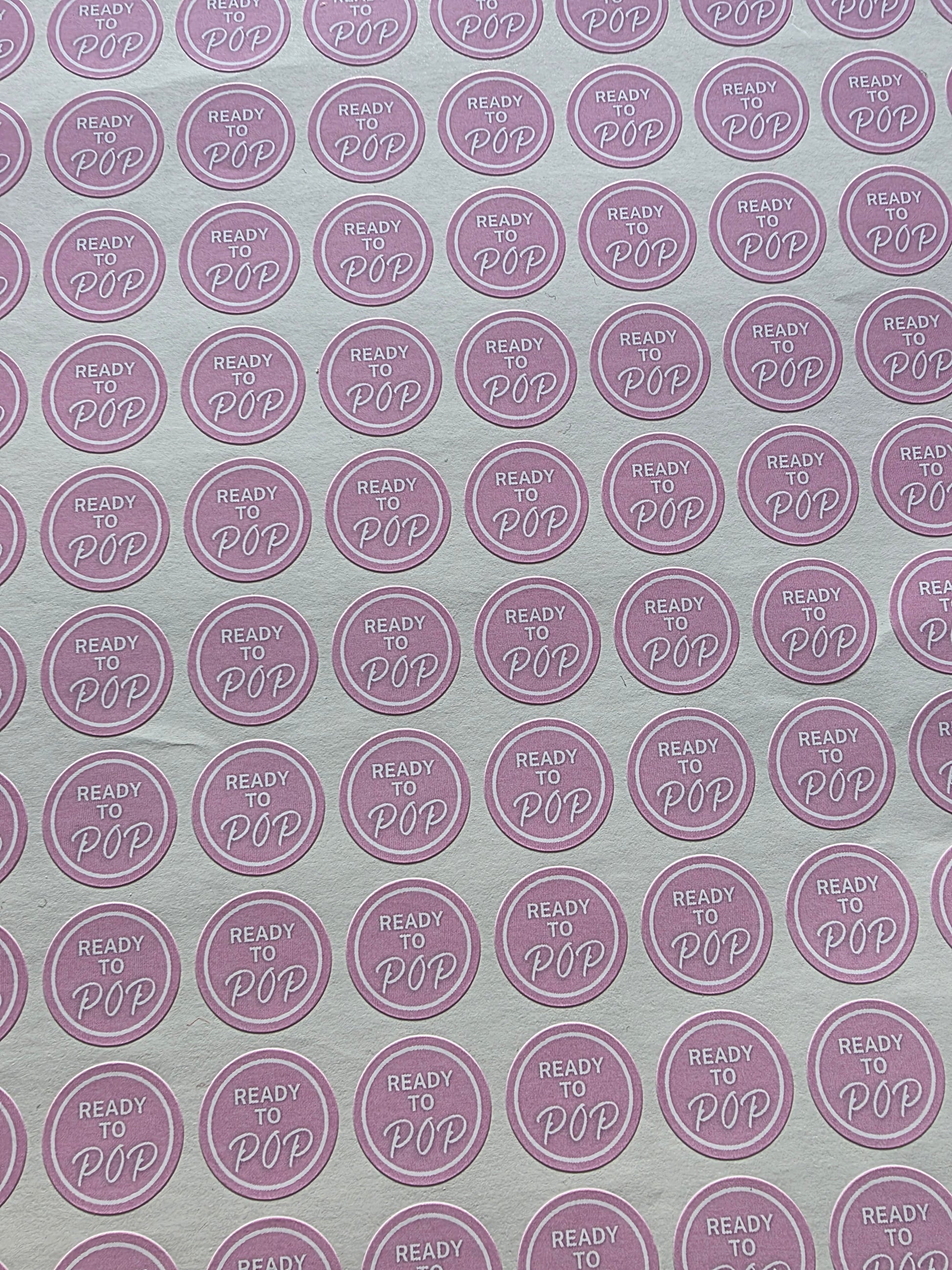 SALE - Pink Ready To Pop Stickers | 19MM OR 25MM | Baby Shower Party Stickers | Popcorn Stickers | Baby Shower Stickers - Dinky Designs