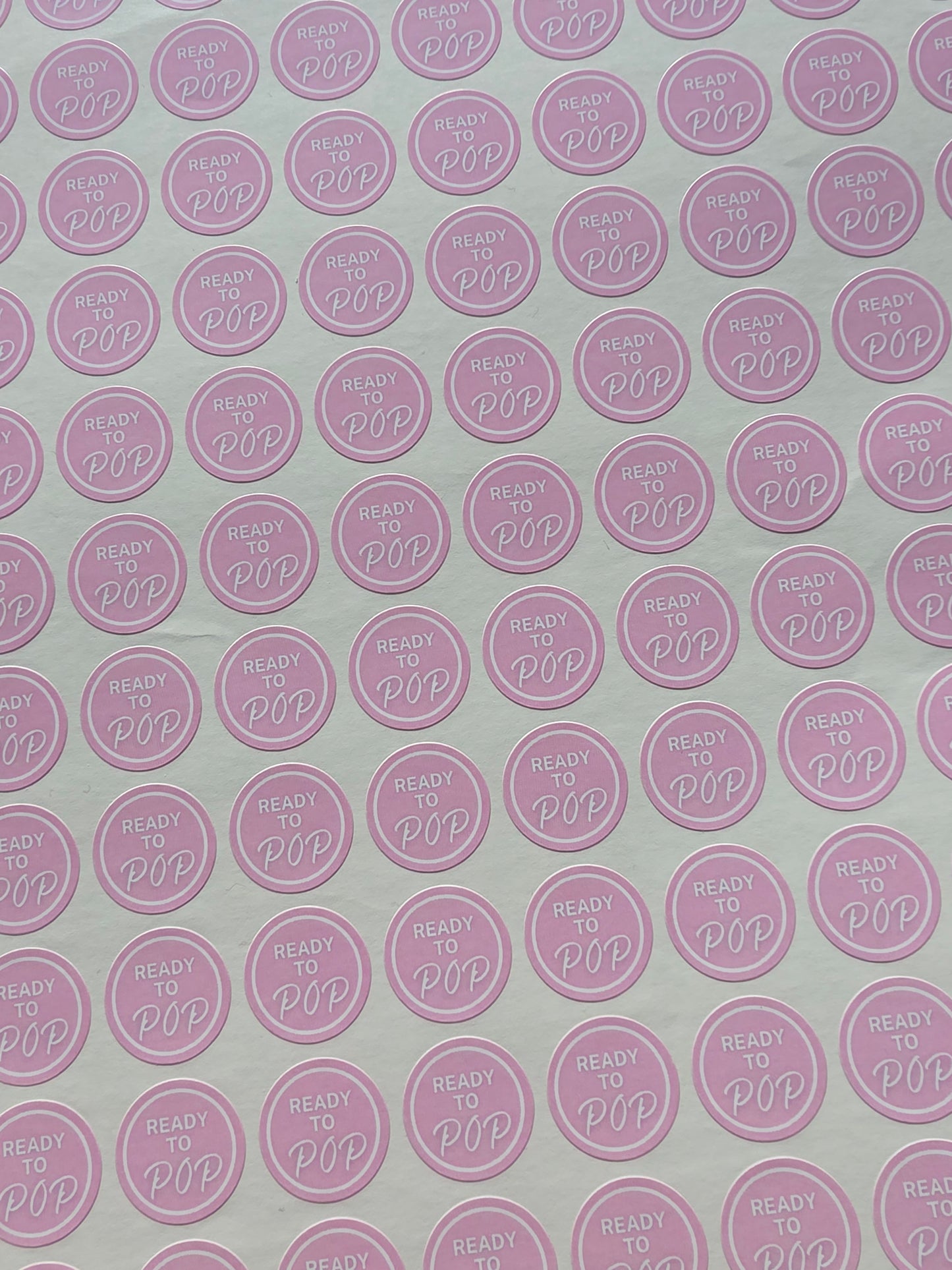 SALE - Pink Ready To Pop Stickers | 19MM OR 25MM | Baby Shower Party Stickers | Popcorn Stickers | Baby Shower Stickers - Dinky Designs