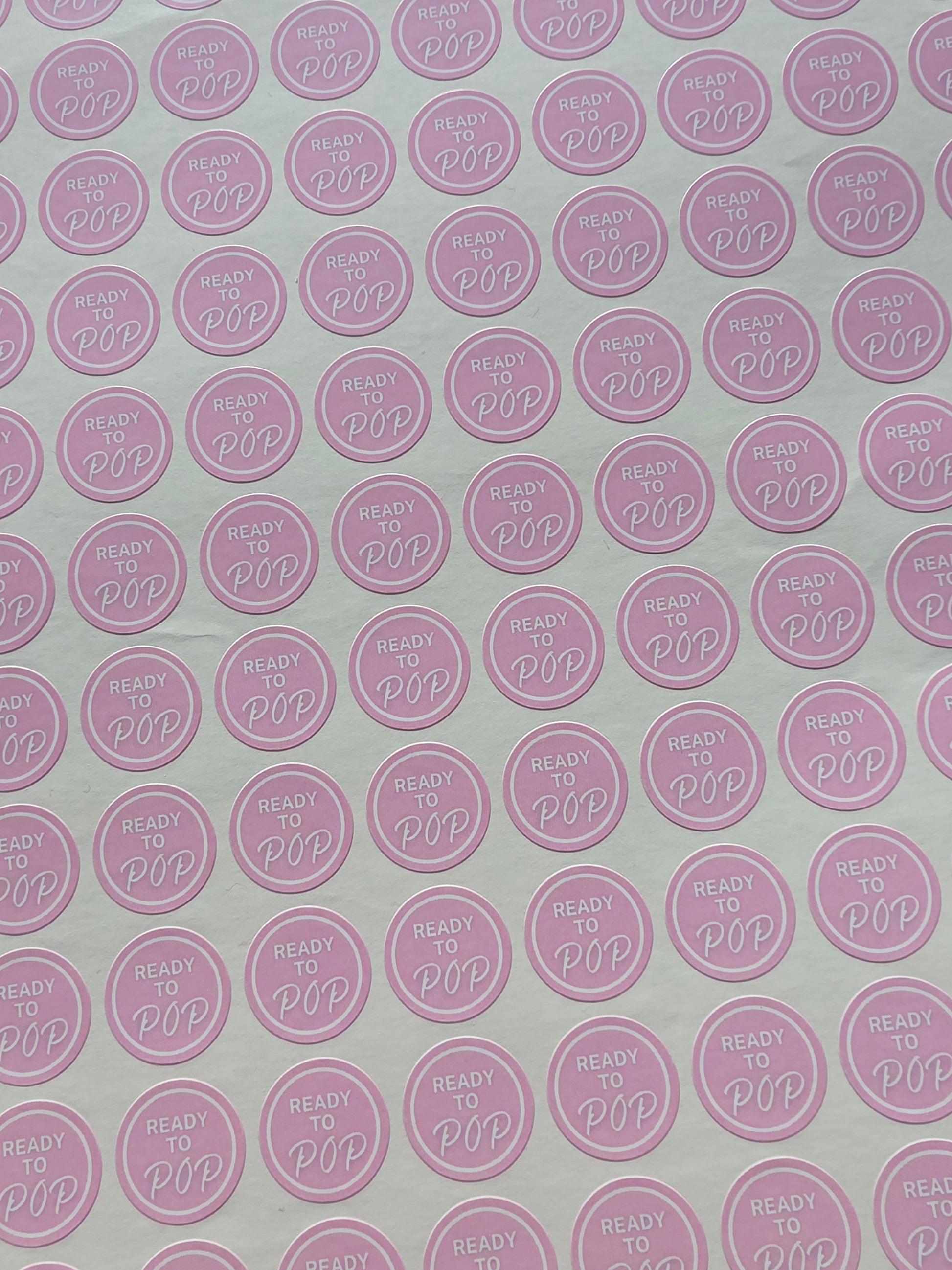 SALE - Pink Ready To Pop Stickers | 19MM OR 25MM | Baby Shower Party Stickers | Popcorn Stickers | Baby Shower Stickers - Dinky Designs