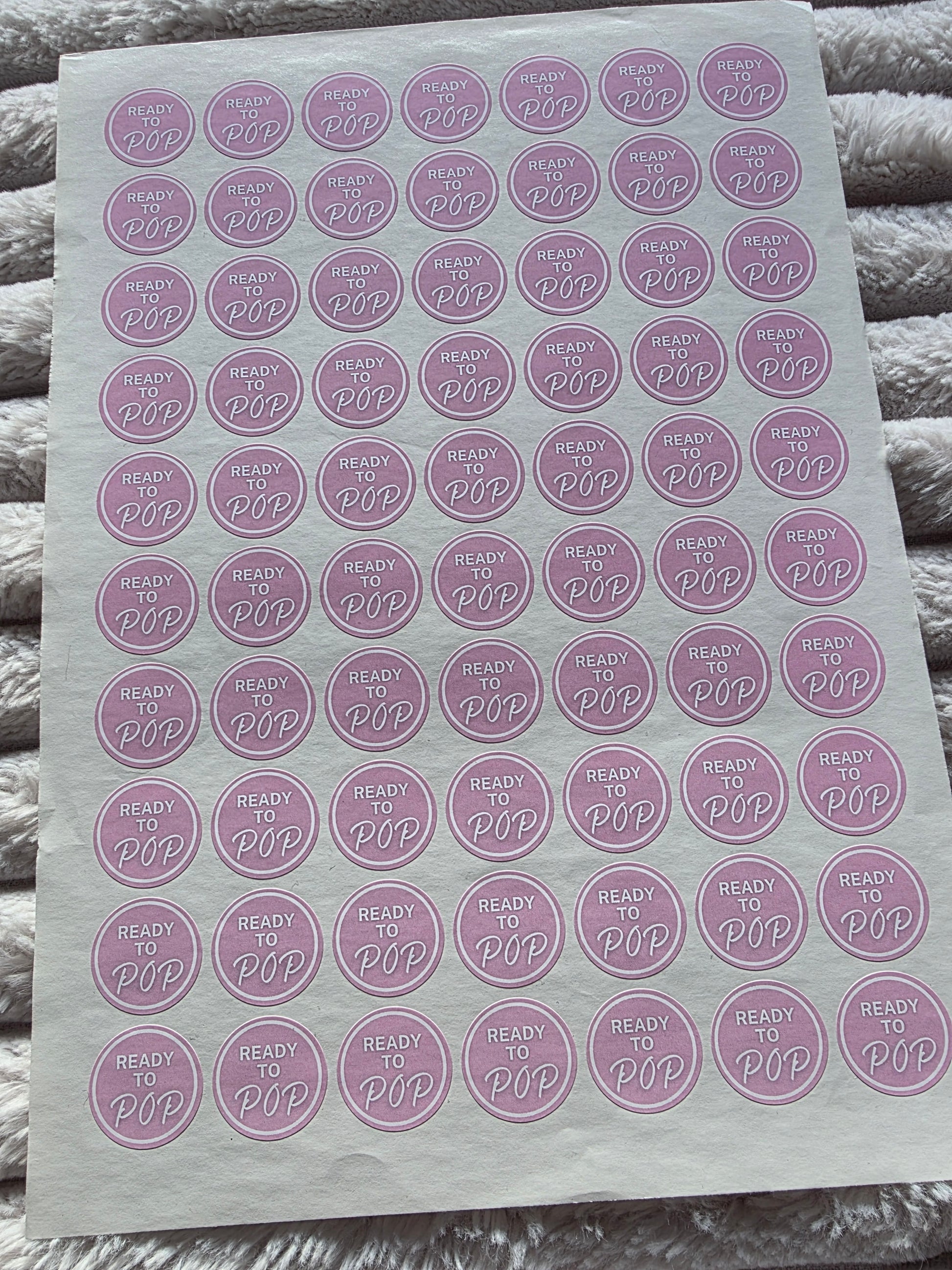 SALE - Pink Ready To Pop Stickers | 25MM OR 25MM | Baby Shower Party Stickers | Popcorn Stickers | Baby Shower Stickers - Dinky Designs