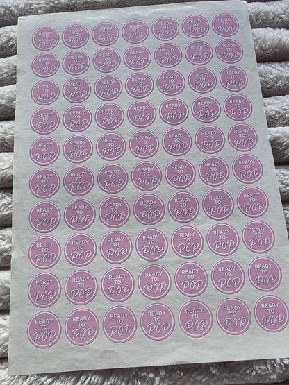 SALE - Pink Ready To Pop Stickers | 25MM OR 25MM | Baby Shower Party Stickers | Popcorn Stickers | Baby Shower Stickers - Dinky Designs