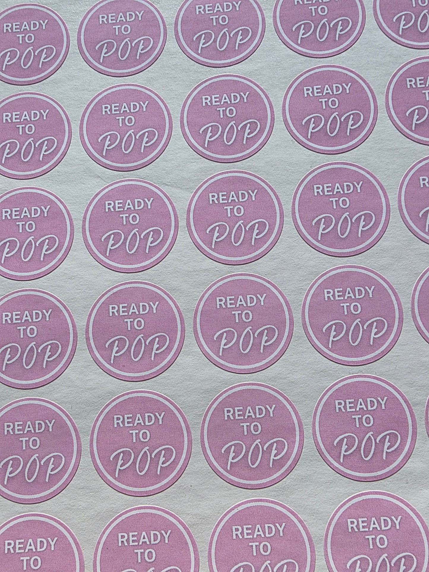 SALE - Pink Ready To Pop Stickers | 25MM OR 25MM | Baby Shower Party Stickers | Popcorn Stickers | Baby Shower Stickers - Dinky Designs