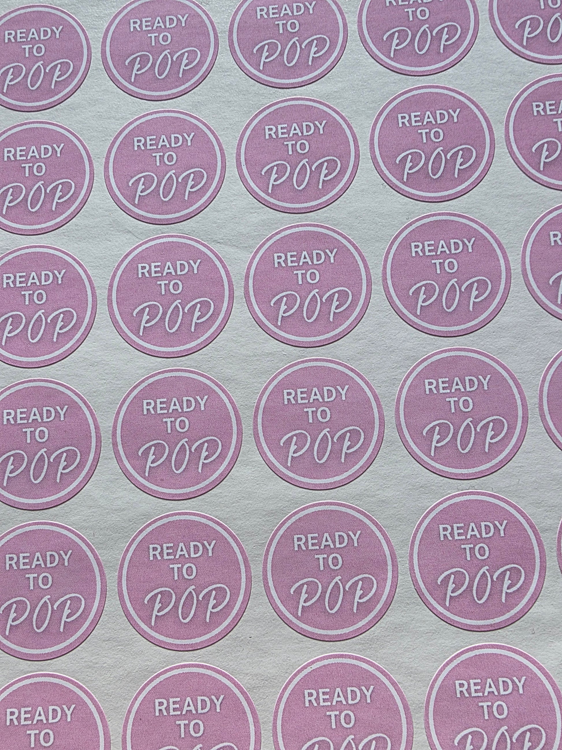 SALE - Pink Ready To Pop Stickers | 25MM OR 25MM | Baby Shower Party Stickers | Popcorn Stickers | Baby Shower Stickers - Dinky Designs