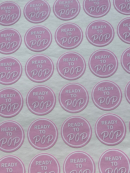 SALE - Pink Ready To Pop Stickers | 25MM OR 25MM | Baby Shower Party Stickers | Popcorn Stickers | Baby Shower Stickers - Dinky Designs