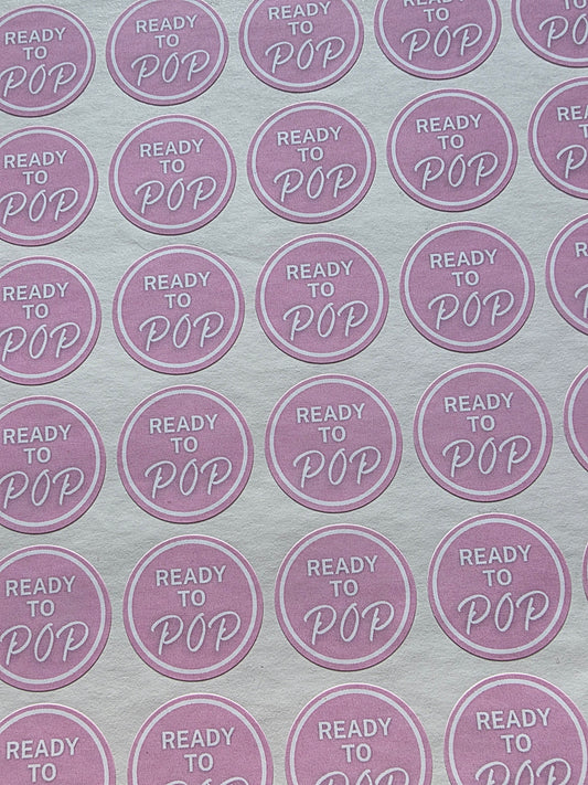 SALE - Pink Ready To Pop Stickers | 25MM OR 25MM | Baby Shower Party Stickers | Popcorn Stickers | Baby Shower Stickers - Dinky Designs