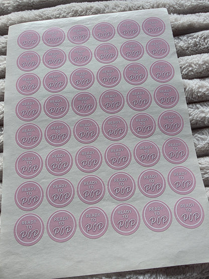 SALE - Pink Ready To Pop Stickers | 30MM OR 25MM | Baby Shower Party Stickers | Popcorn Stickers | Baby Shower Stickers - Dinky Designs