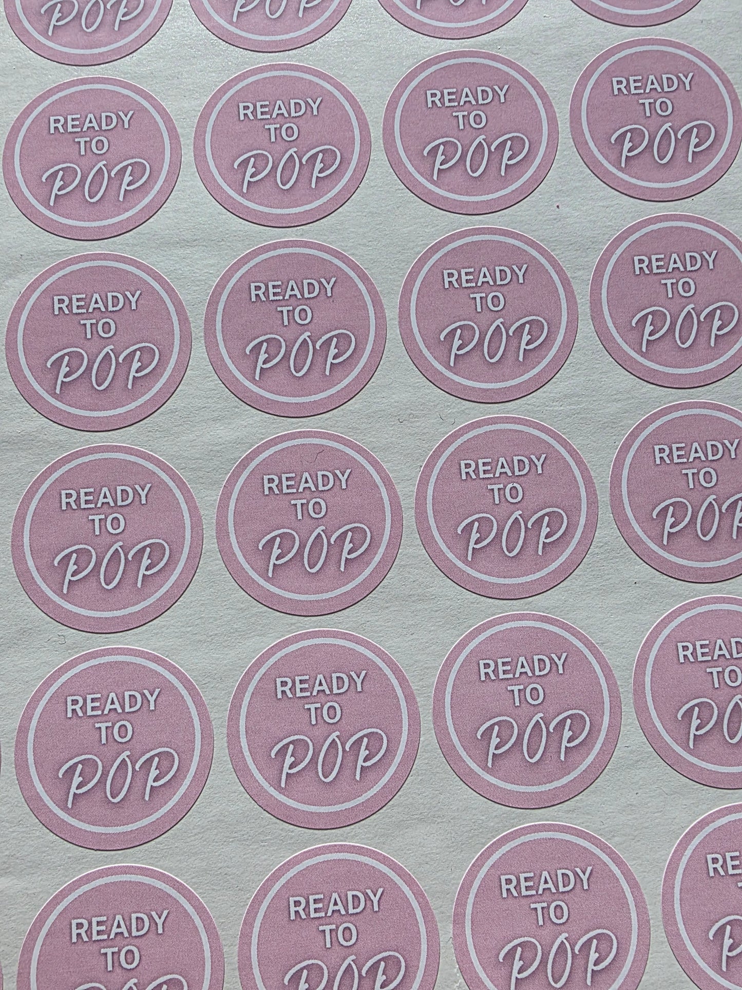 SALE - Pink Ready To Pop Stickers | 30MM OR 25MM | Baby Shower Party Stickers | Popcorn Stickers | Baby Shower Stickers - Dinky Designs