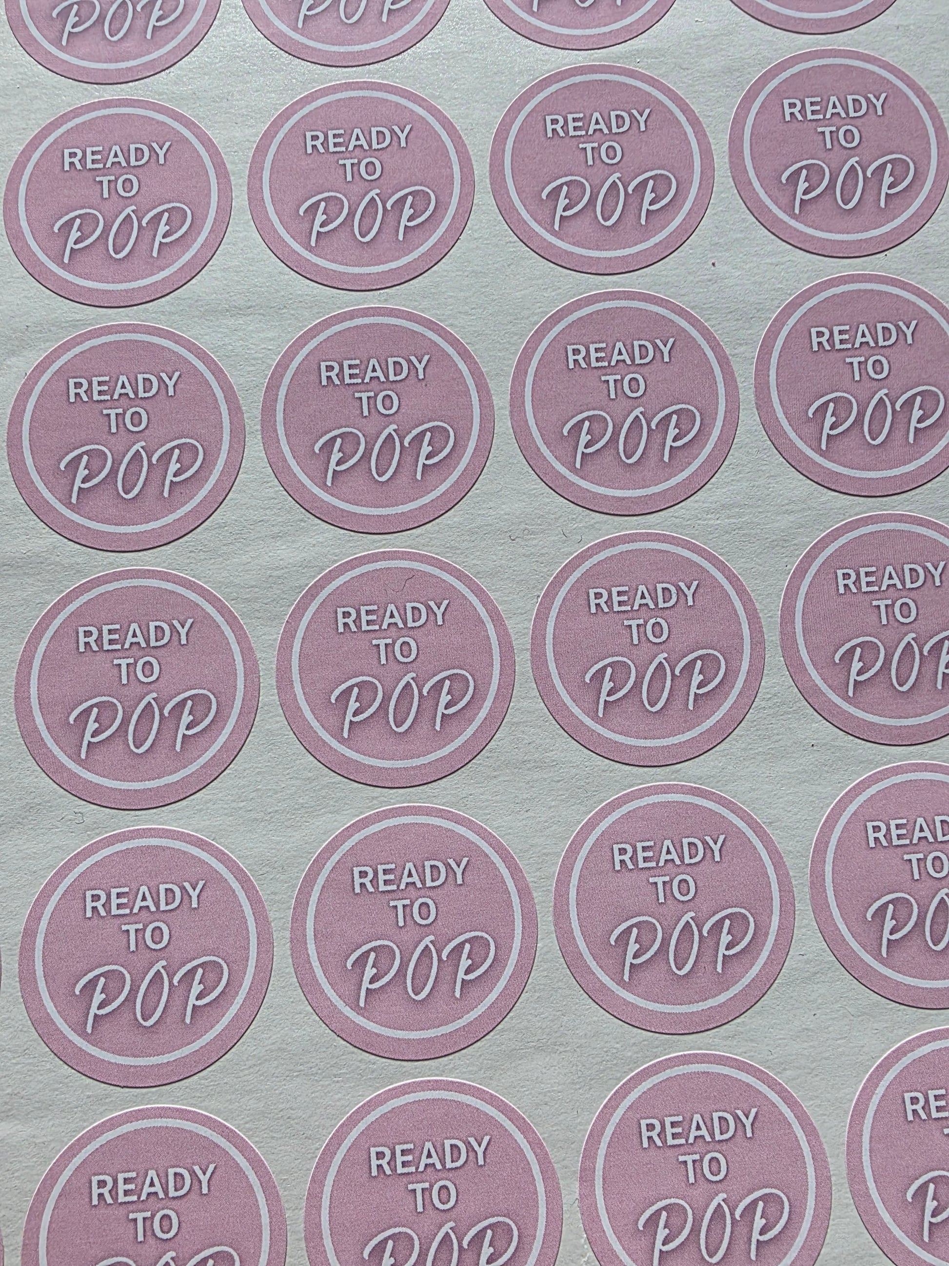 SALE - Pink Ready To Pop Stickers | 30MM OR 25MM | Baby Shower Party Stickers | Popcorn Stickers | Baby Shower Stickers - Dinky Designs