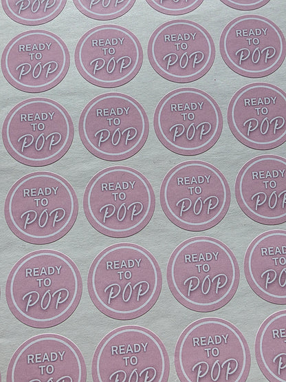 SALE - Pink Ready To Pop Stickers | 30MM OR 25MM | Baby Shower Party Stickers | Popcorn Stickers | Baby Shower Stickers - Dinky Designs