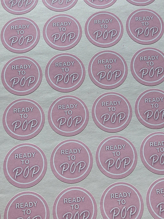 SALE - Pink Ready To Pop Stickers | 30MM OR 25MM | Baby Shower Party Stickers | Popcorn Stickers | Baby Shower Stickers - Dinky Designs